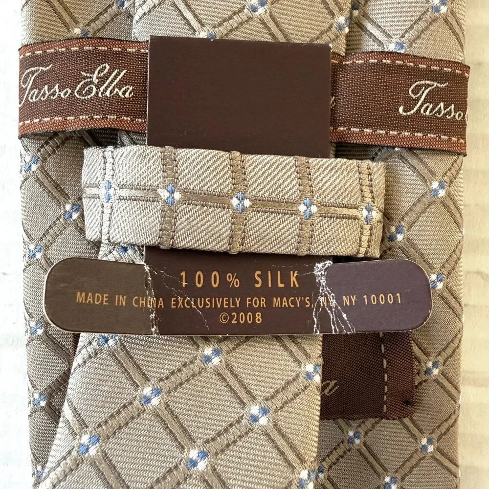 Tasso Elba Parisi Grid Silk Tie NWT
